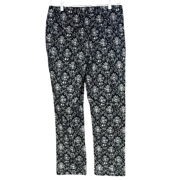 Issac Mizrahi Live pull on pants black gray white print stretch women’s size 10P - Picture 1 of 5